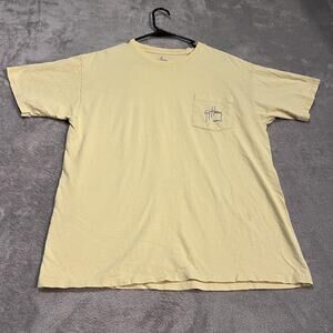 Guy Harvey Shirt Mens Large Yellow Pocket Graphic Tuna Fish Outdoor Fishing Tee